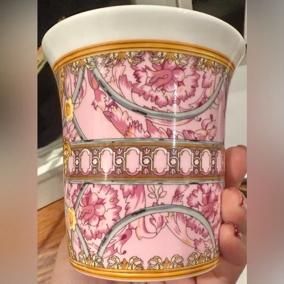 RARE Versace Rosenthal Collab Gold Trim Pink & Blue Mug Set New in Box - Picture 10 of 15